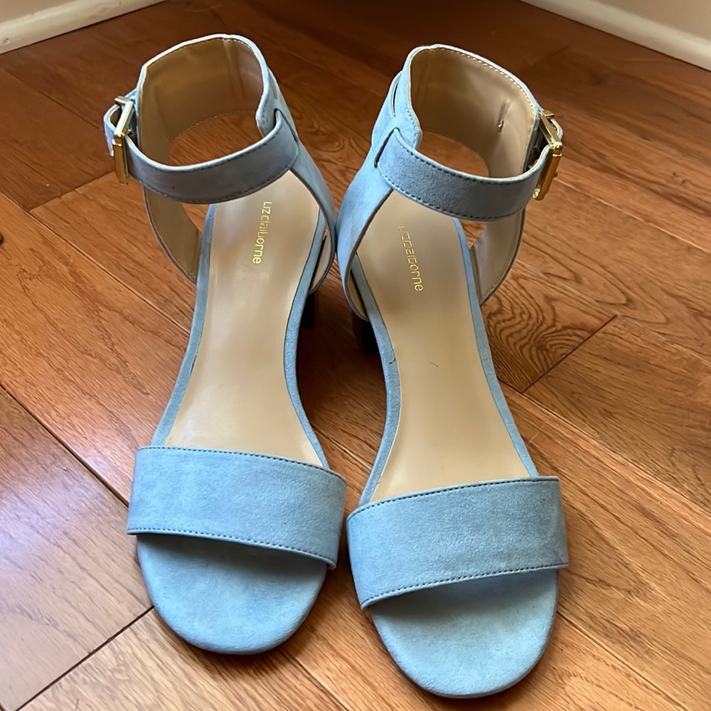 Baby blue suede heels